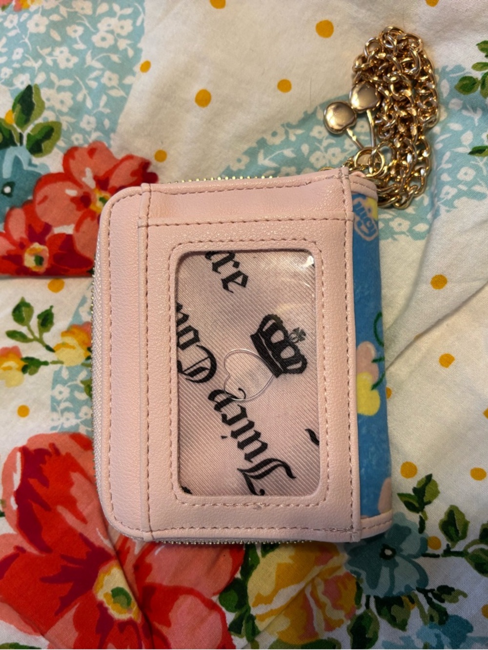 Juicy Couture Blue Cherry Print Wallet with Pink Trim - Picture 5 of 7